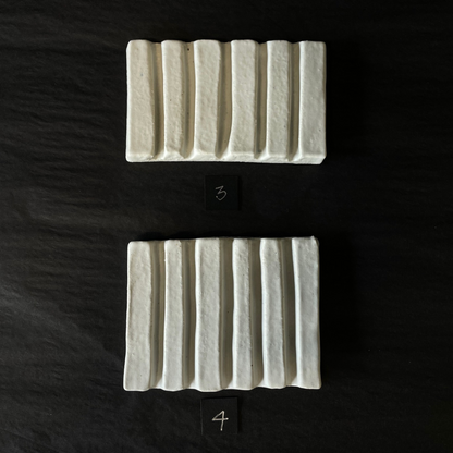 Lovinlife Co ByronBay - Handmade Signature Ceramics Range - Ribbed Soap Dishes finished with a matt milky white glaze - 2 x dishes pictured from above - available at LOVINLIFE Co Byron Bay for all your gifts, candles and interior decorating needs