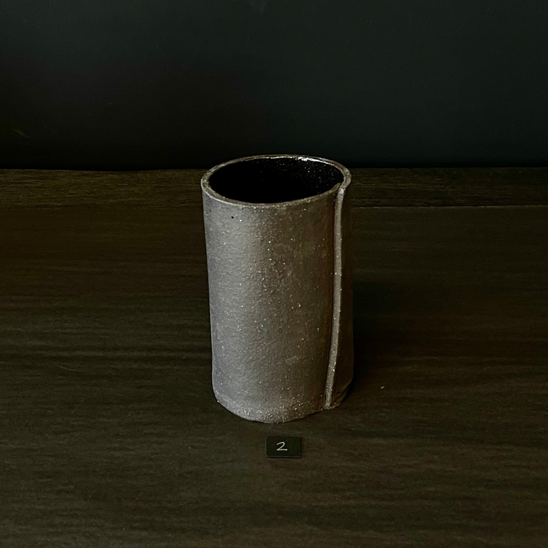 Lovinlife Co ByronBay - Handmade Signature Ceramics Range - Dark Matter Slab Series, matt black stone finish clay pieces - Medium Slab Fold Vase - available at LOVINLIFE Co Byron Bay for all your gifts, candles and interior decorating needs