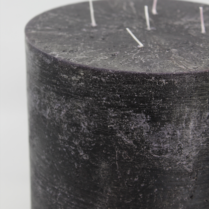 ‘Multi Wick’ Concrete Finish Pillar Candle from Francalia in black, pictured on a white background - Stocked at LOVINLIFE Co Byron Bay for all your gifts, candles and interior decorating needs