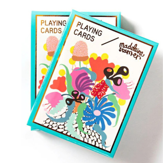 Colourful playing card set with floral design on a white background. From Playing Cards - Madeleine Stamer - Stocked at LOVINLIFE Co Byron Bay for all your gifts, candles, homewares and interior decorating needs