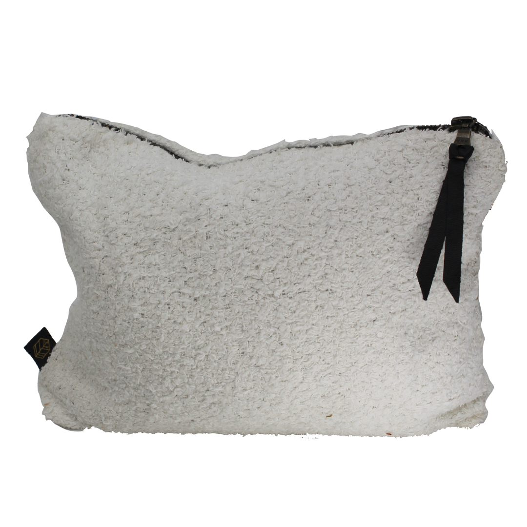 Travel Pouch - The Softee - made from cotton-boucle fabric, available in White, Tabac and Khaki/Olive – White pictured - Stocked at LOVINLIFE Co Byron Bay for all your gifts, candles, homewares and interior decorating needs