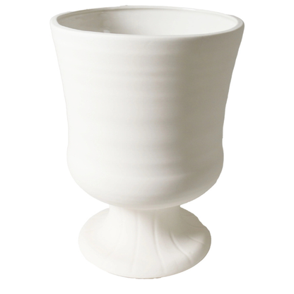 White ceramic footed cup on a white background. Vase Vintage Trophy Life - Devon. Part of the Robert Gordon Collection stocked at LOVINLIFE Co Byron Bay for all your gifts, candles, homewares and interior decorating needs