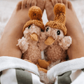 2 x Soft Toy Ducks made from a unique cotton plush fabric with caramel corduroy accents and Australian merino wool knitted beanie - Duck Petunia MINI - Available at LOVINLIFE Co Byron Bay