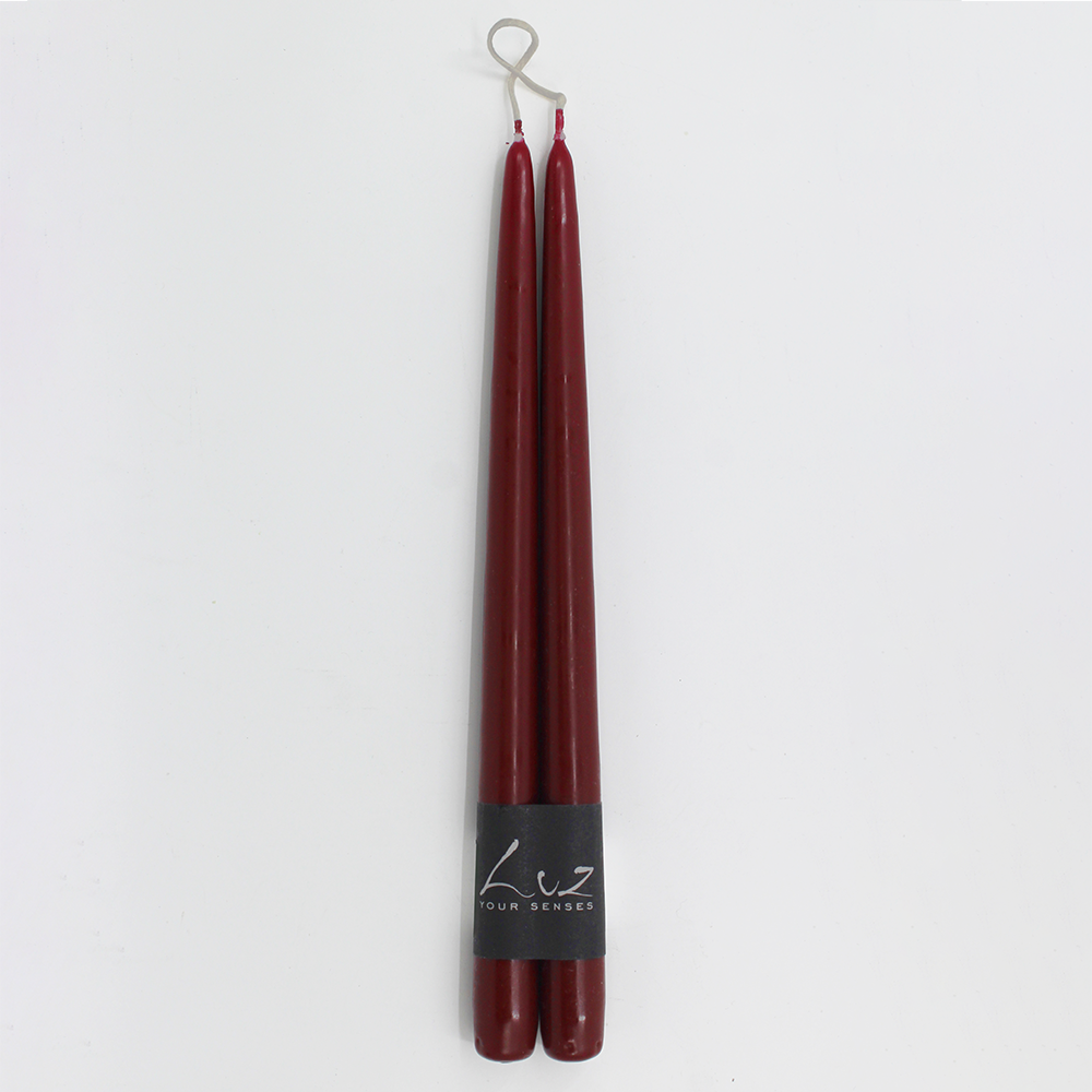Taper Candle - Pair from Francalia in Deep Red or Plum Colour, pictured on a white background - Stocked at LOVINLIFE Co Byron Bay for all your gifts, candles and interior decorating needs