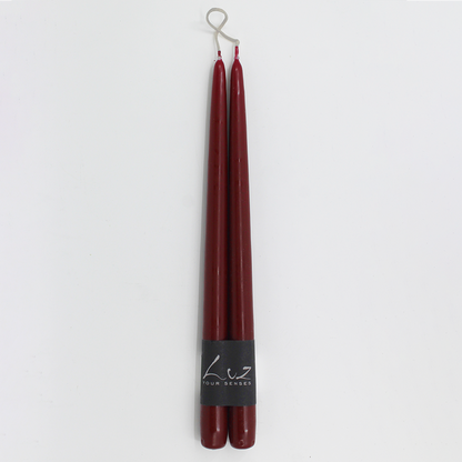 Taper Candle - Pair from Francalia in Deep Red or Plum Colour, pictured on a white background - Stocked at LOVINLIFE Co Byron Bay for all your gifts, candles and interior decorating needs