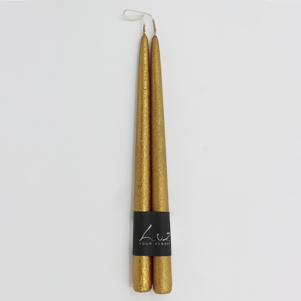 Taper Candle - Pair from Francalia in Gold Glitter, pictured on a white background - Stocked at LOVINLIFE Co Byron Bay for all your gifts, candles and interior decorating needs