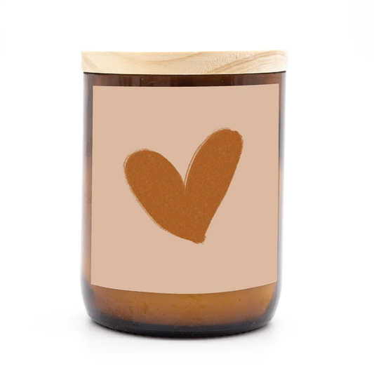 The Commonfolk Earth Essentials Candle - Warm Heart - in reusable amber glass jar with wooden lid - Stocked at LOVINLIFE Co Byron Bay for all your gifts, candles and interior decorating needs