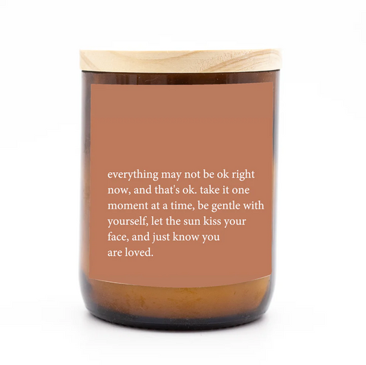 The Commonfolk Heart felt Quote Candle - Everything May Not Be Ok - in reusable glass jar with wood lid - Stocked at LOVINLIFE Co Byron Bay for all your gifts, candles and interior decorating needs