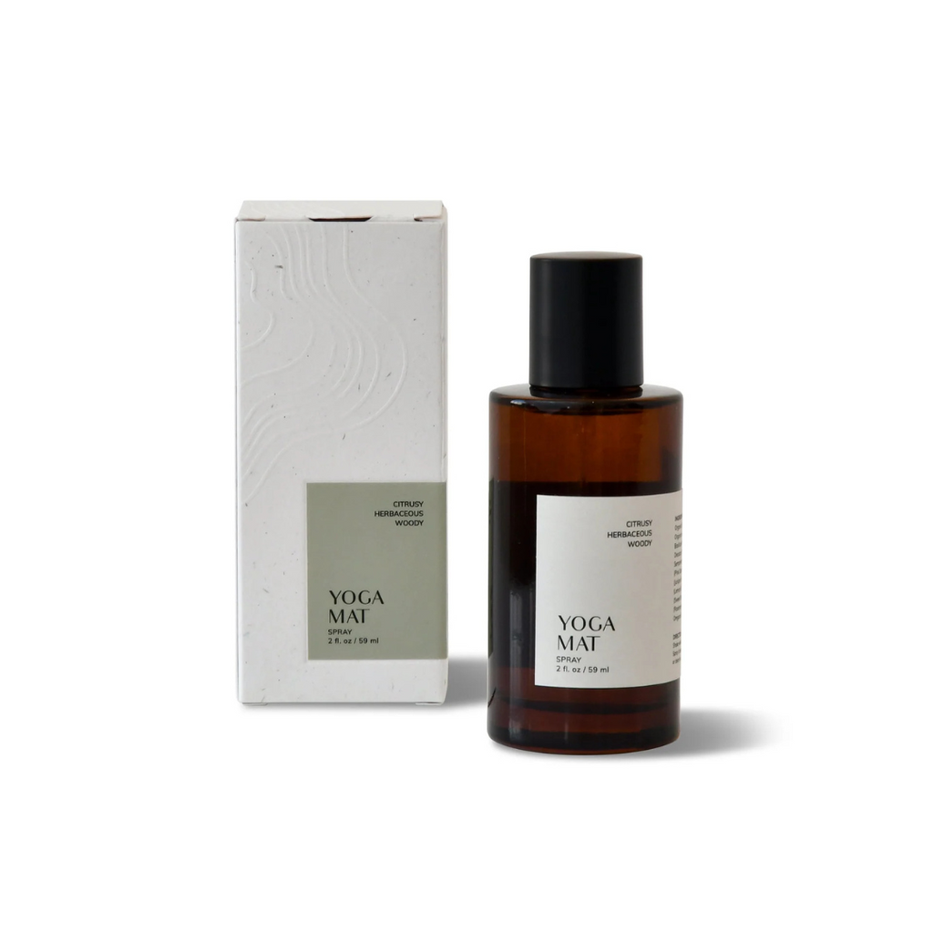 CoYoga Mat Spray - Citrusy, Herbaceous, Woody scent - bottle pictured standing next to box - Stocked at LOVINLIFE Co Byron Bay for all your gifts, candles and interior decorating needs