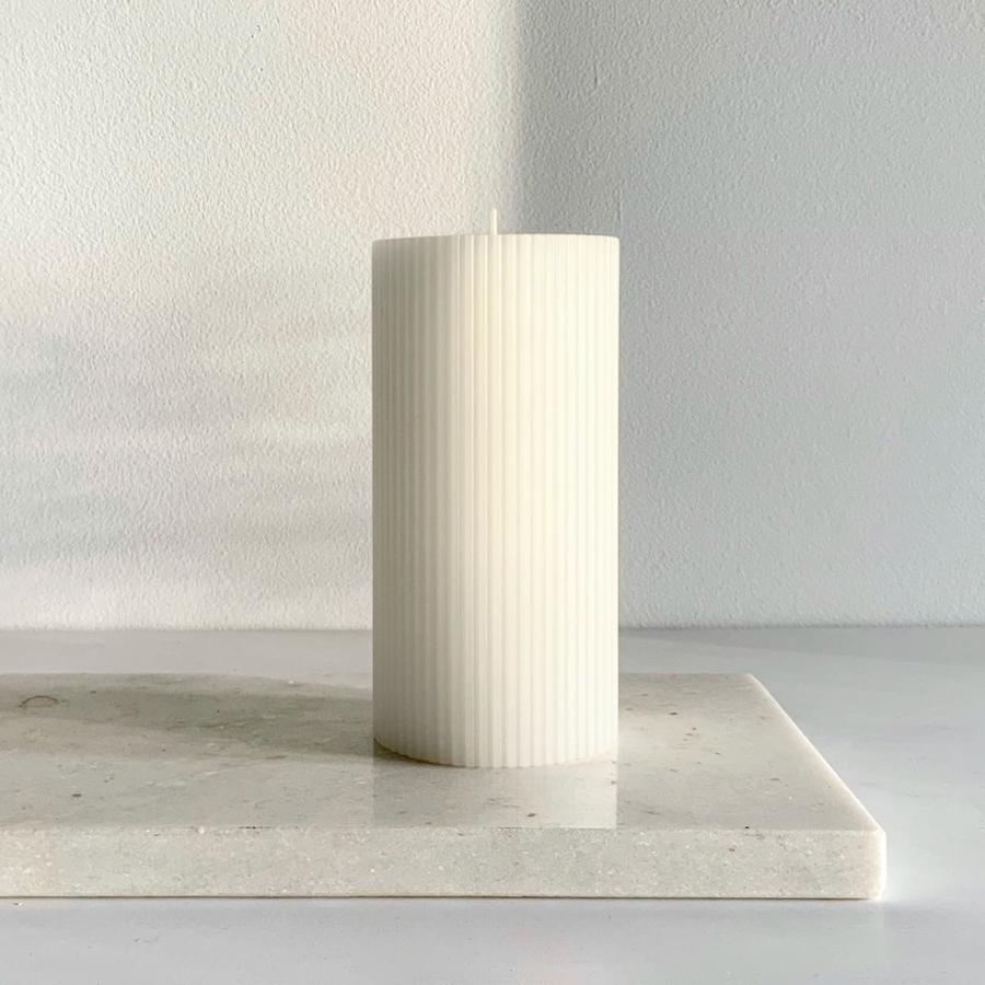 Candle Kiosk - All Natural Ribbed Pillar Candles - warm white, unscented - Stocked at LOVINLIFE Co Byron Bay for all your gifts, candles and interior decorating needs