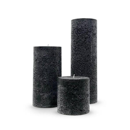 Candle Kiosk - All Natural Textured Pillar Candles - black, 3 sizes, unscented - Stocked at LOVINLIFE Co Byron Bay for all your gifts, candles and interior decorating needs