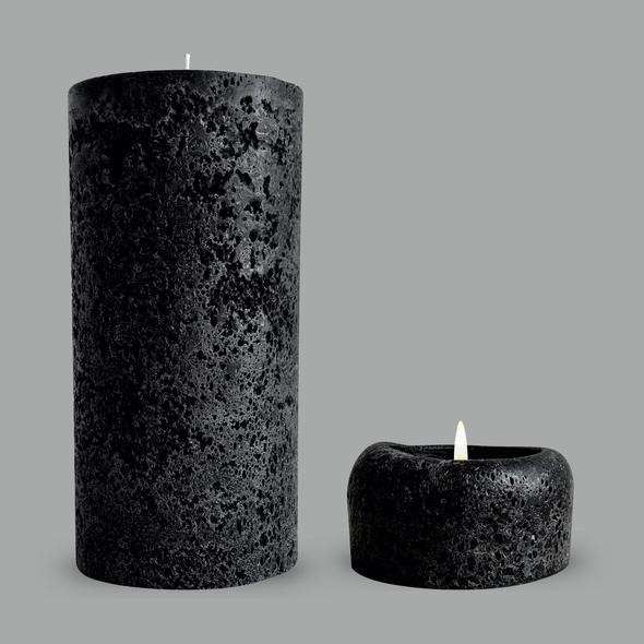 Candle Kiosk - All Natural Textured Pillar Candles - black, large, unscented - Stocked at LOVINLIFE Co Byron Bay for all your gifts, candles and interior decorating needs