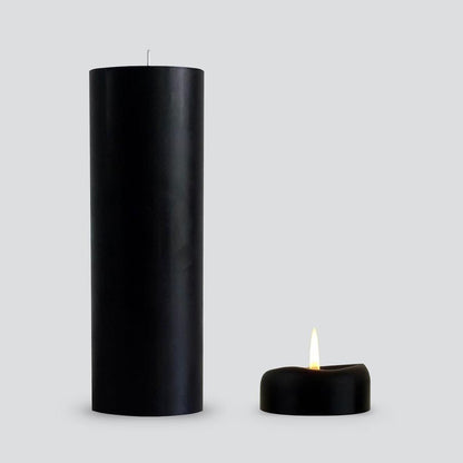 Candle Kiosk - Solid Black Pillar Candles - Large, unscented - Stocked at LOVINLIFE Co Byron Bay for all your gifts, candles and interior decorating needs