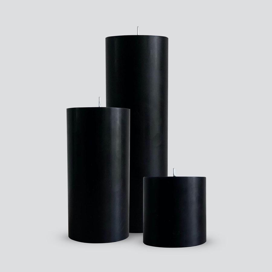 Candle Kiosk - Solid Black Pillar Candles - set of 3, unscented - Stocked at LOVINLIFE Co Byron Bay for all your gifts, candles and interior decorating needs