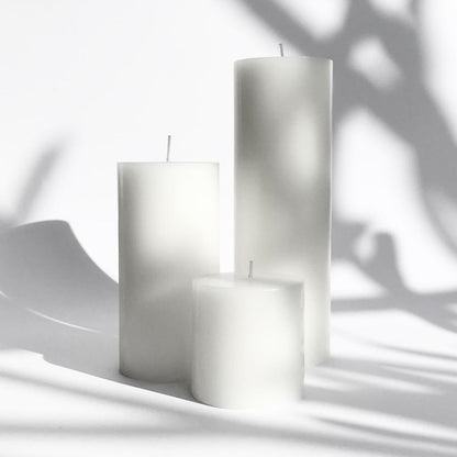 Candle Kiosk - Solid White Pillar Candles - set of 3 sizes - unscented - Stocked at LOVINLIFE Co Byron Bay for all your gifts, candles and interior decorating needs