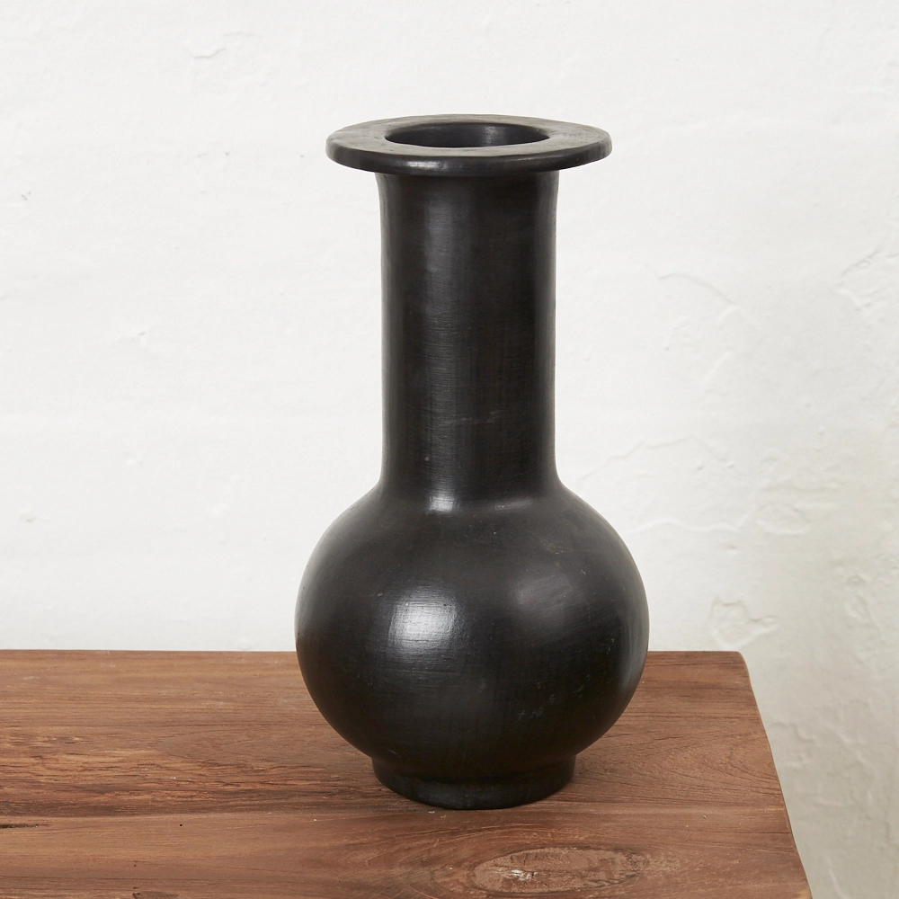 Hand Crafted Black Clay Tall Vase