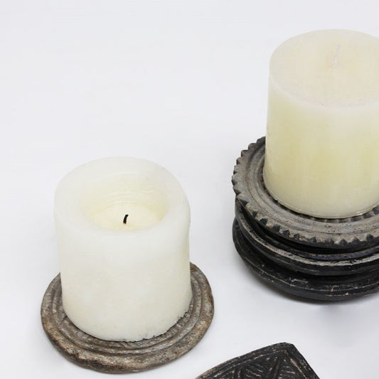 Vintage Carved Stone Plate - pictured as candle rests - Tabletop Candle Holders Stocked at LOVINLIFE Co Byron Bay for all your gifts, candles and interior decorating needs