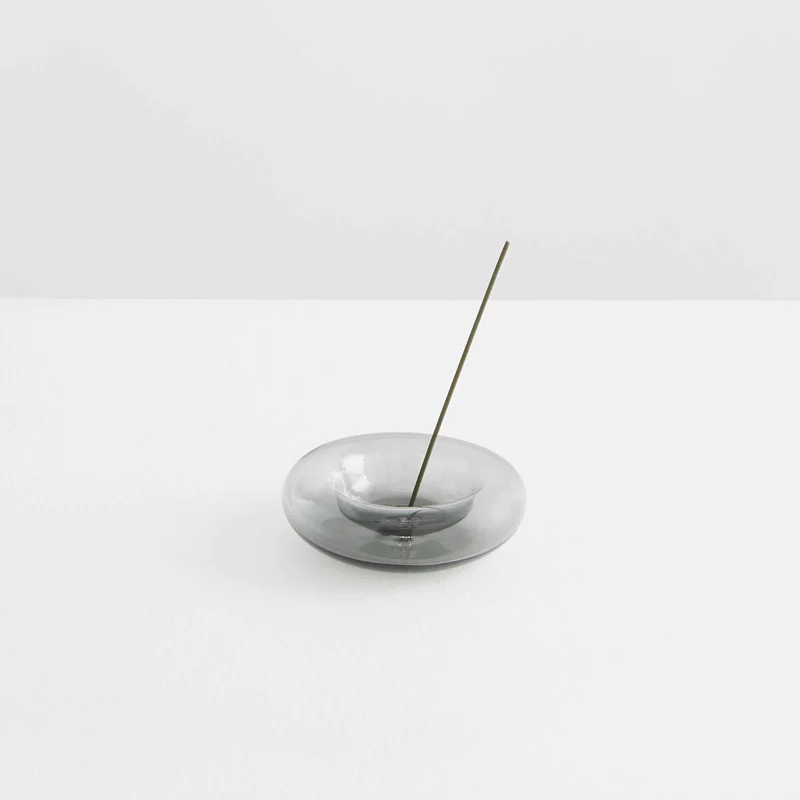 Maison Balzac playful and minimal bubble of 100% Borosilicate glass hand blown into a modern incense stick holder - smoke coloured glass pebble incense stick holder - Stocked at LOVINLIFE Co Byron Bay for all your gifts, candles and interior decorating needs