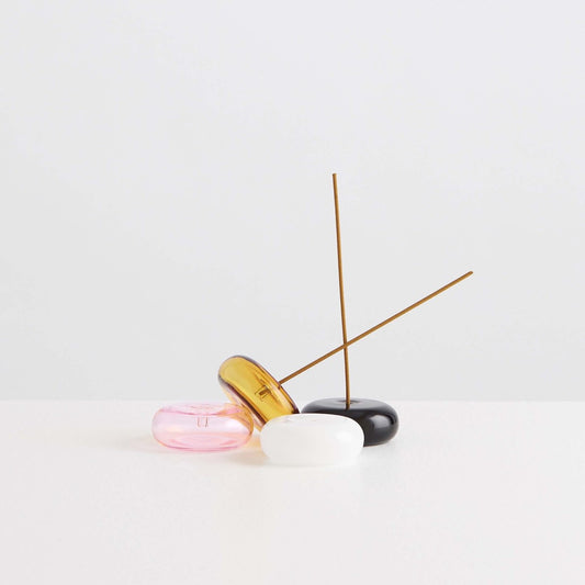 Maison Balzac Le Galet, or the pebble, is a playful and minimal bubble of 100% Borosilicate glass hand blown into a modern incense stick holder - stack of glass pebbles with incense sticks - Stocked at LOVINLIFE Co Byron Bay for all your gifts, candles and interior decorating needs