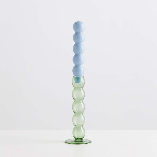 MB Candle Holder - Glass Volute Green