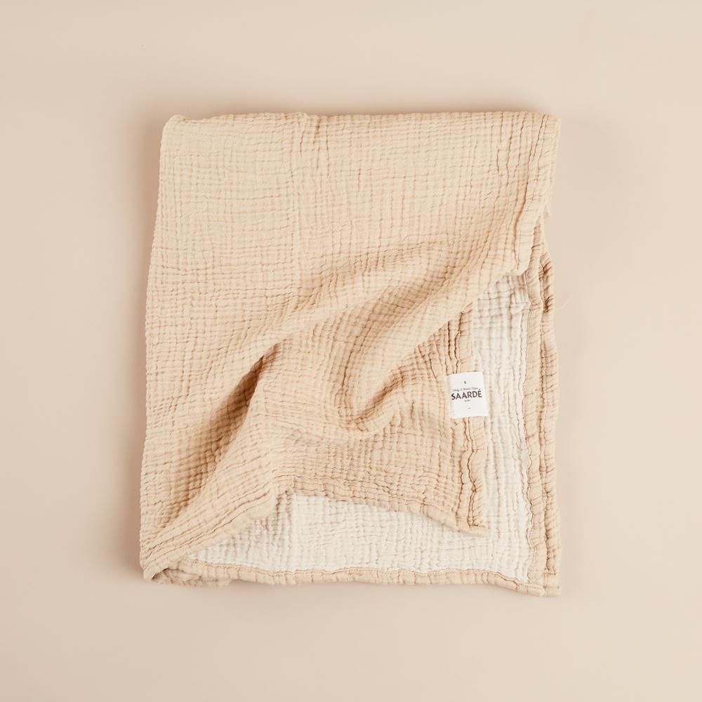 Crinkle Cotton Baby Blanket - Sand/Clay