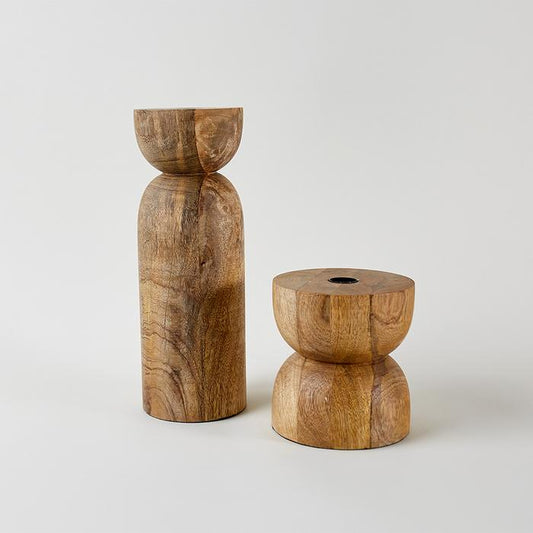 SAARDE Recycled Mango Wood Sculpture Stands - geometric pillar shapes - Stocked at LOVINLIFE Co Byron Bay for all your gifts, candles and interior decorating needs