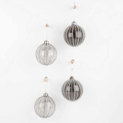 Smoked Frosted Glass Baubles - Set of 4
