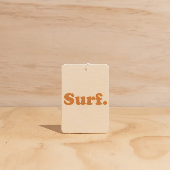 Surf design Air Freshener tags - Made from 100% post-consumer materials - Ubud scent Elevate your spiritual side with the woodiness of Agarwood, and dreaminess of Musk and Patchouli, then be taken to the tranquil terraces of the Ubud hinterland - Stocked at LOVINLIFE Co Byron Bay for all your gifts, candles and interior decorating needs