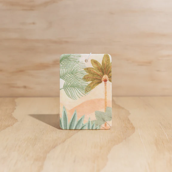 The Landscape design Air Freshener tags - Made from 100% post-consumer materials - Ubud scent Elevate your spiritual side with the woodiness of Agarwood, and dreaminess of Musk and Patchouli, then be taken to the tranquil terraces of the Ubud hinterland - Stocked at LOVINLIFE Co Byron Bay for all your gifts, candles and interior decorating needs