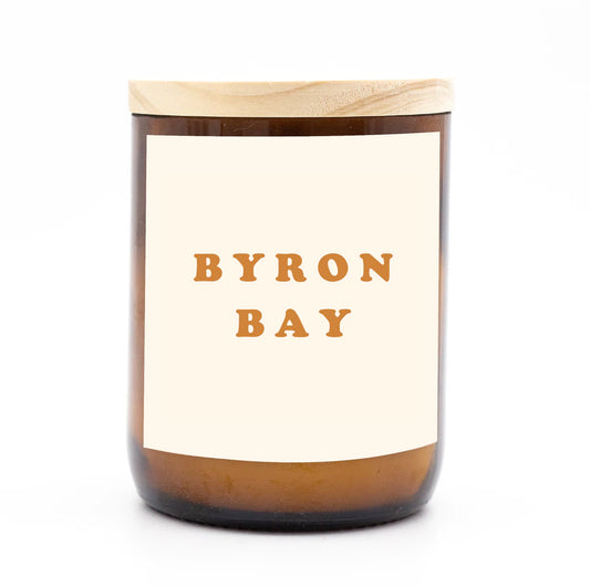 Commonfolk Candle - Happy Days, Byron Bay - amber glass jar with wood lid - Stocked at LOVINLIFE Co Byron Bay for all your gifts, candles and interior decorating needs