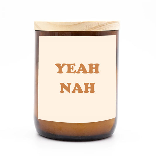 Commonfolk Candle - Happy Days, Yeah Nah - amber glass jar with wood lid - Stocked at LOVINLIFE Co Byron Bay for all your gifts, candles and interior decorating needs