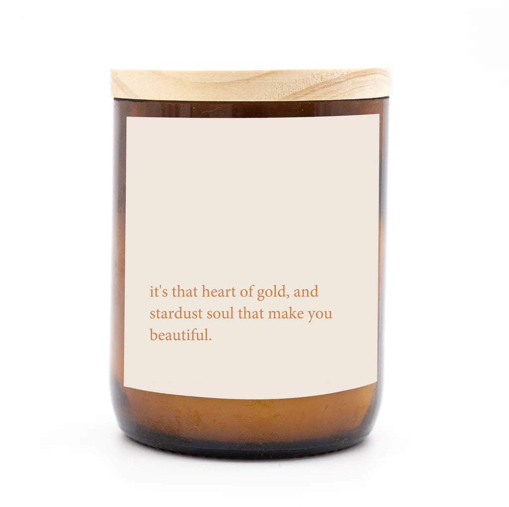Commonfolk Candle - Heartfelt Heart of Gold - amber glass jar with wood lid - Stocked at LOVINLIFE Co Byron Bay for all your gifts, candles and interior decorating needs